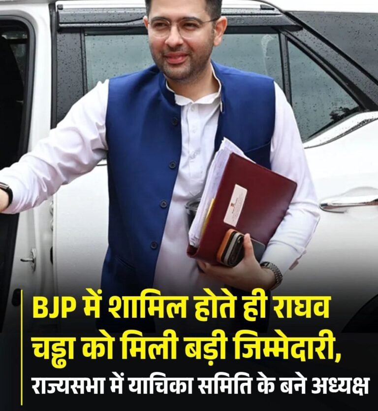 आम आदमी पार्टी (आप) छोड़कर भाजपा में शामिल हुए राज्यसभा सांसद राघव चड्ढा को बड़ी जिम्मेदारी मिली है