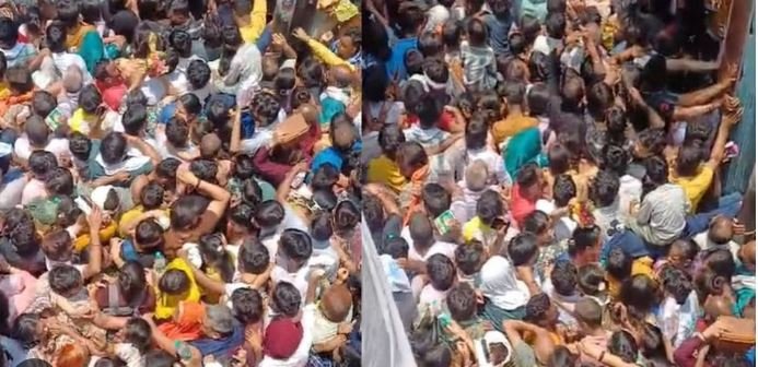 बांकेबिहारी मंदिर में उमड़ी भारी भीड़